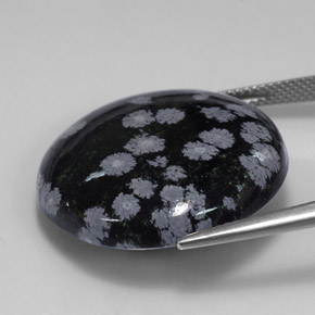 Obsidiana floco de neve multicolorido natural 25,71ct, corte redondo, opaco