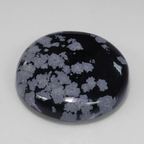 Obsidiana floco de neve preto natural 28,56ct, corte redondo, opaco
