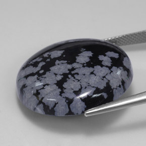 Obsidiana floco de neve preto natural 28,56ct, corte redondo, opaco