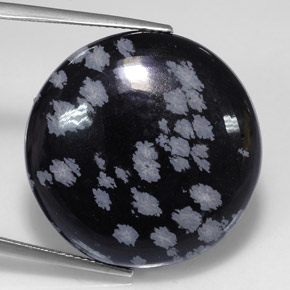 Obsidiana floco de neve preto natural 25,36ct, corte redondo, opaco