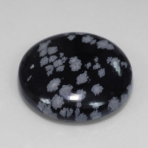 Obsidiana floco de neve preto natural 25,36ct, corte redondo, opaco