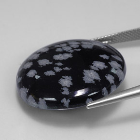 Obsidiana floco de neve preto natural 25,36ct, corte redondo, opaco
