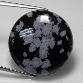 Obsidiana floco de neve multicolorido natural 26,71ct, corte redondo, opaco