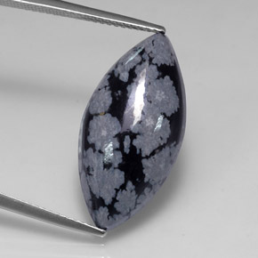 Obsidiana Floco de Neve cinza-branco preto Natural 9.87ct, Marquesa, Opaco