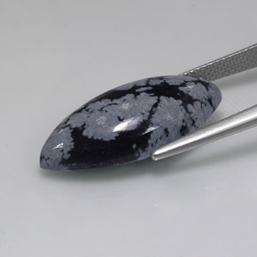 Obsidiana Floco de Neve cinza-branco preto Natural 9.87ct, Marquesa, Opaco