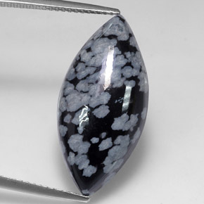 Obsidiana floco de neve preto natural 10,14ct, marquise, opaco