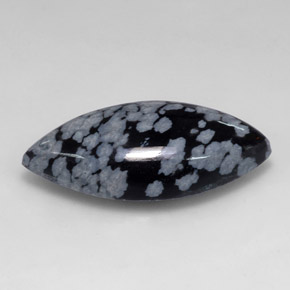 Obsidiana floco de neve preto natural 10,14ct, marquise, opaco