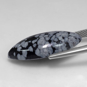 Obsidiana floco de neve preto natural 10,14ct, marquise, opaco