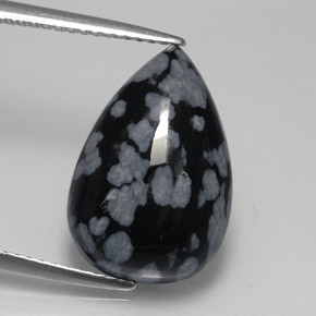 Obsidiana floco de neve multicolorido natural 6,26ct, formato de pêra, opaco