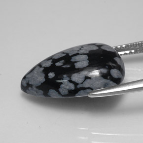 Obsidiana floco de neve multicolorido natural 6,26ct, formato de pêra, opaco