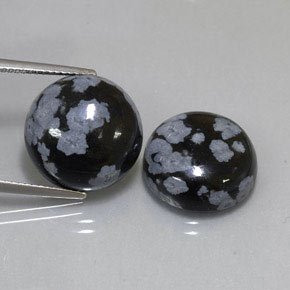 Pedras preciosas de obsidiana floco de neve multicolorido natural de  ct, corte redondo, opaco