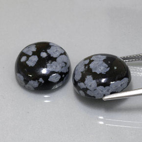 Pedras preciosas de obsidiana floco de neve multicolorido natural de  ct, corte redondo, opaco