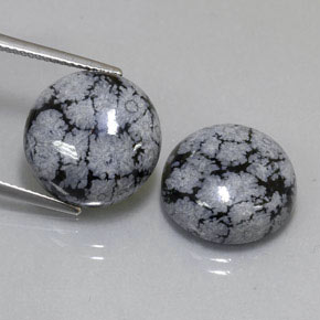 Pedras preciosas de obsidiana floco de neve multicolorido natural de  ct, corte redondo, opaco
