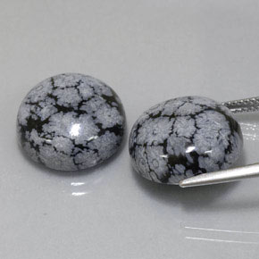 Pedras preciosas de obsidiana floco de neve multicolorido natural de  ct, corte redondo, opaco