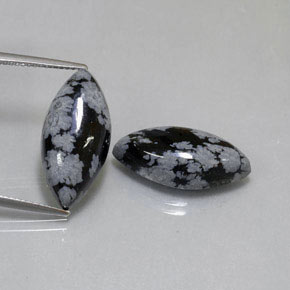 Pedras preciosas de obsidiana floco de neve preto natural de  ct, marquise, opaco