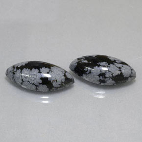 Pedras preciosas de obsidiana floco de neve preto natural de  ct, marquise, opaco