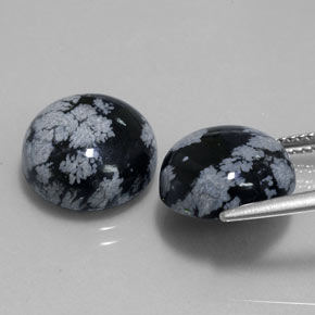 Pedras preciosas de obsidiana floco de neve multicolorido natural de  ct, corte redondo, opaco