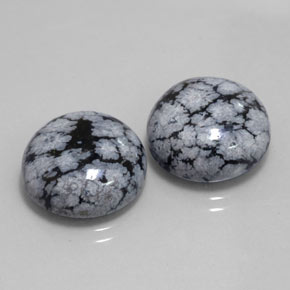 Pedras preciosas de obsidiana floco de neve preto natural de  ct, corte redondo, opaco