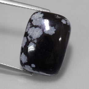 Obsidiana floco de neve preto natural 12,25ct, almofada cortada, opaco