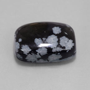 Obsidiana floco de neve preto natural 12,25ct, almofada cortada, opaco