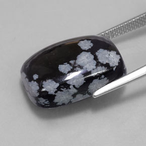 Obsidiana floco de neve preto natural 12,25ct, almofada cortada, opaco