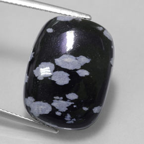 Obsidiana floco de neve preto natural 14,24ct, almofada cortada, opaco