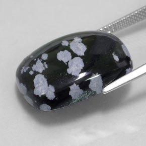 Obsidiana floco de neve preto natural 14,24ct, almofada cortada, opaco