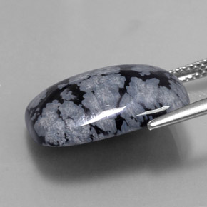 Obsidiana Floco de Neve cinza-branco preto Natural 10.02ct, Almofada cortada, Opaco