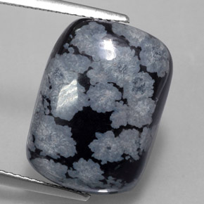 Obsidiana floco de neve preto natural 11,41ct, almofada cortada, opaco
