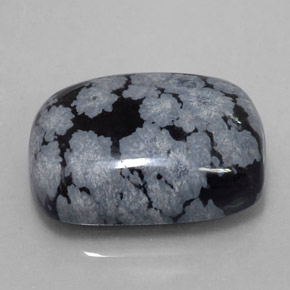 Obsidiana floco de neve preto natural 11,41ct, almofada cortada, opaco