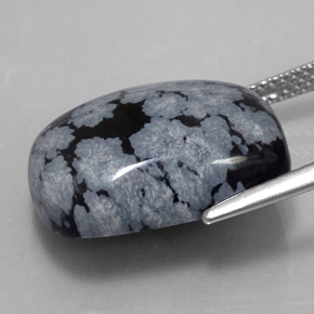 Obsidiana floco de neve preto natural 11,41ct, almofada cortada, opaco