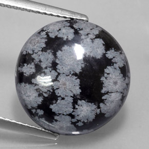 Obsidiana floco de neve multicolorido natural 7,31ct, corte redondo, opaco