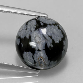 Obsidiana floco de neve multicolorido natural 5,16ct, corte redondo, opaco