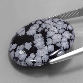 Obsidiana Floco de Neve cinza-branco preto Natural 27.54ct, Corte Redondo, Opaco