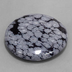Obsidiana floco de neve preto natural 35,88ct, corte redondo, opaco
