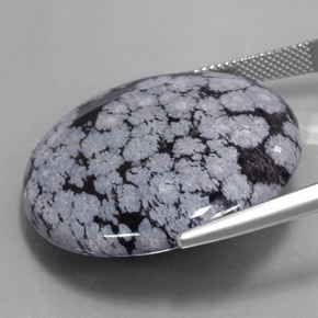 Obsidiana floco de neve preto natural 35,88ct, corte redondo, opaco
