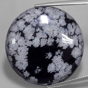 Obsidiana floco de neve multicolorido natural 47,26ct, corte redondo, opaco