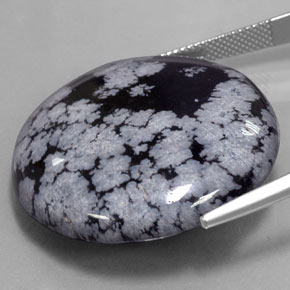 Obsidiana floco de neve multicolorido natural 47,26ct, corte redondo, opaco