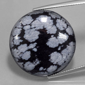 Obsidiana Floco de Neve cinza-branco preto Natural 28.36ct, Corte Redondo, Opaco