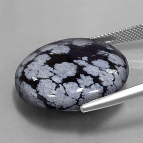 Obsidiana Floco de Neve cinza-branco preto Natural 28.36ct, Corte Redondo, Opaco