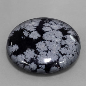 Obsidiana floco de neve preto natural 29,16ct, corte redondo, opaco