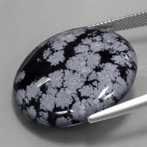 Obsidiana floco de neve preto natural 29,16ct, corte redondo, opaco
