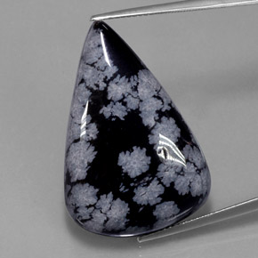 Obsidiana floco de neve multicolorido natural 28,43ct, formato de pêra, opaco