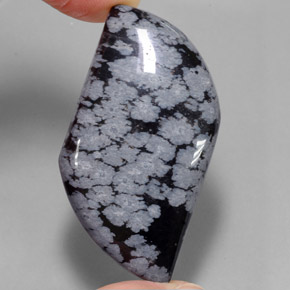 Obsidiana floco de neve preto natural 49,62ct, forma extravagante, opaco