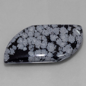 Obsidiana floco de neve preto natural 49,62ct, forma extravagante, opaco