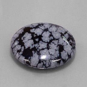 Obsidiana floco de neve preto natural 31,32ct, corte redondo, opaco