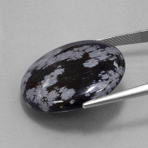 Obsidiana floco de neve preto natural 25,93ct, corte redondo, opaco