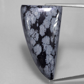 Obsidiana floco de neve preto natural 31,95ct, forma extravagante, opaco