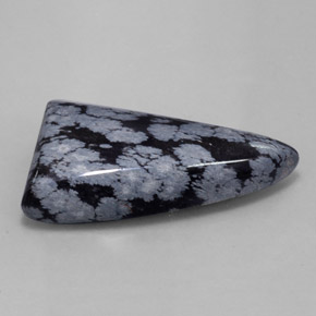 Obsidiana floco de neve preto natural 31,95ct, forma extravagante, opaco