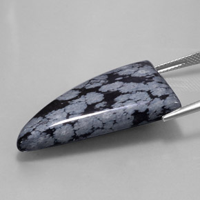 Obsidiana floco de neve preto natural 31,95ct, forma extravagante, opaco